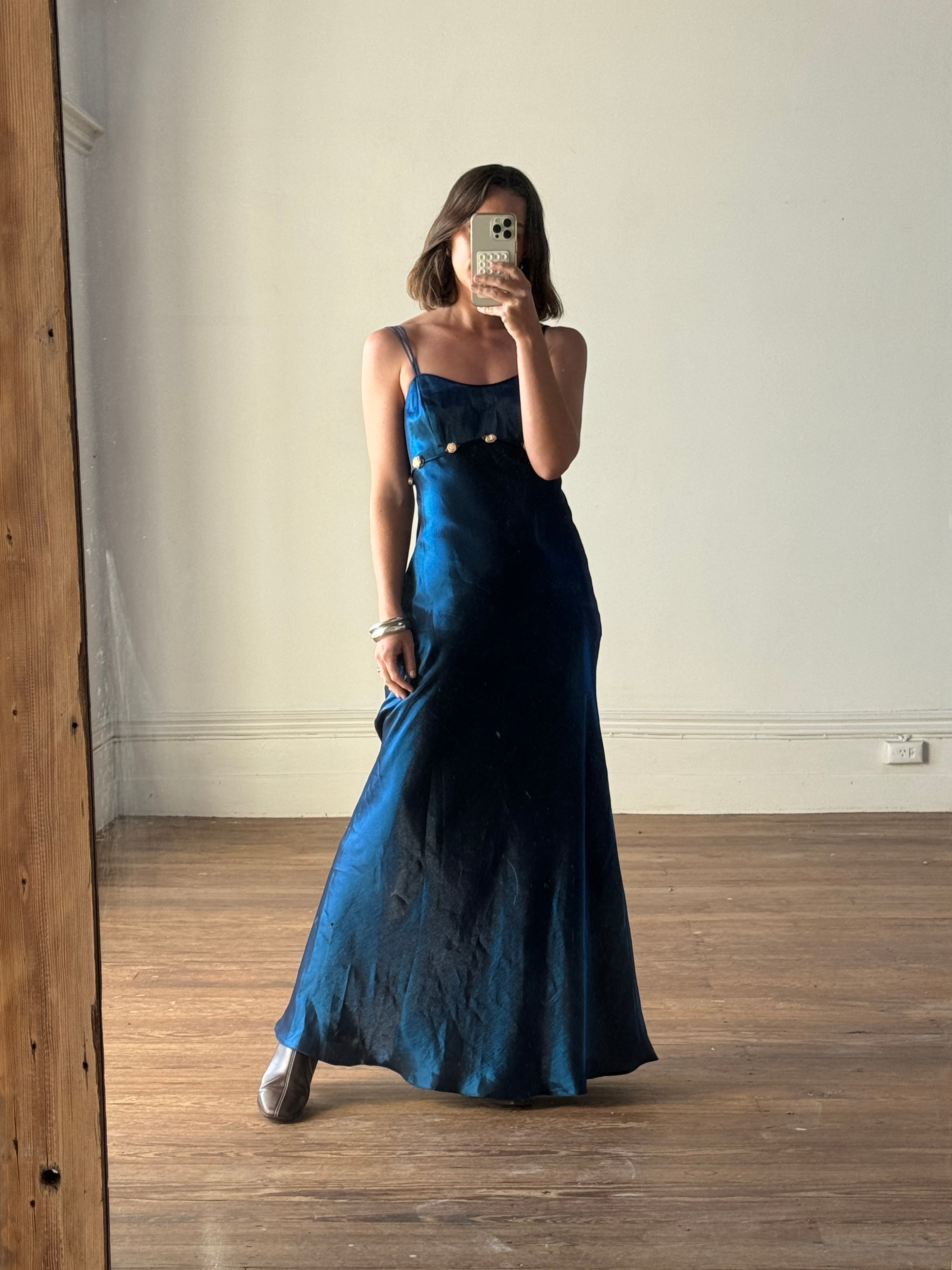 90s deals iridescent maxi dress gown