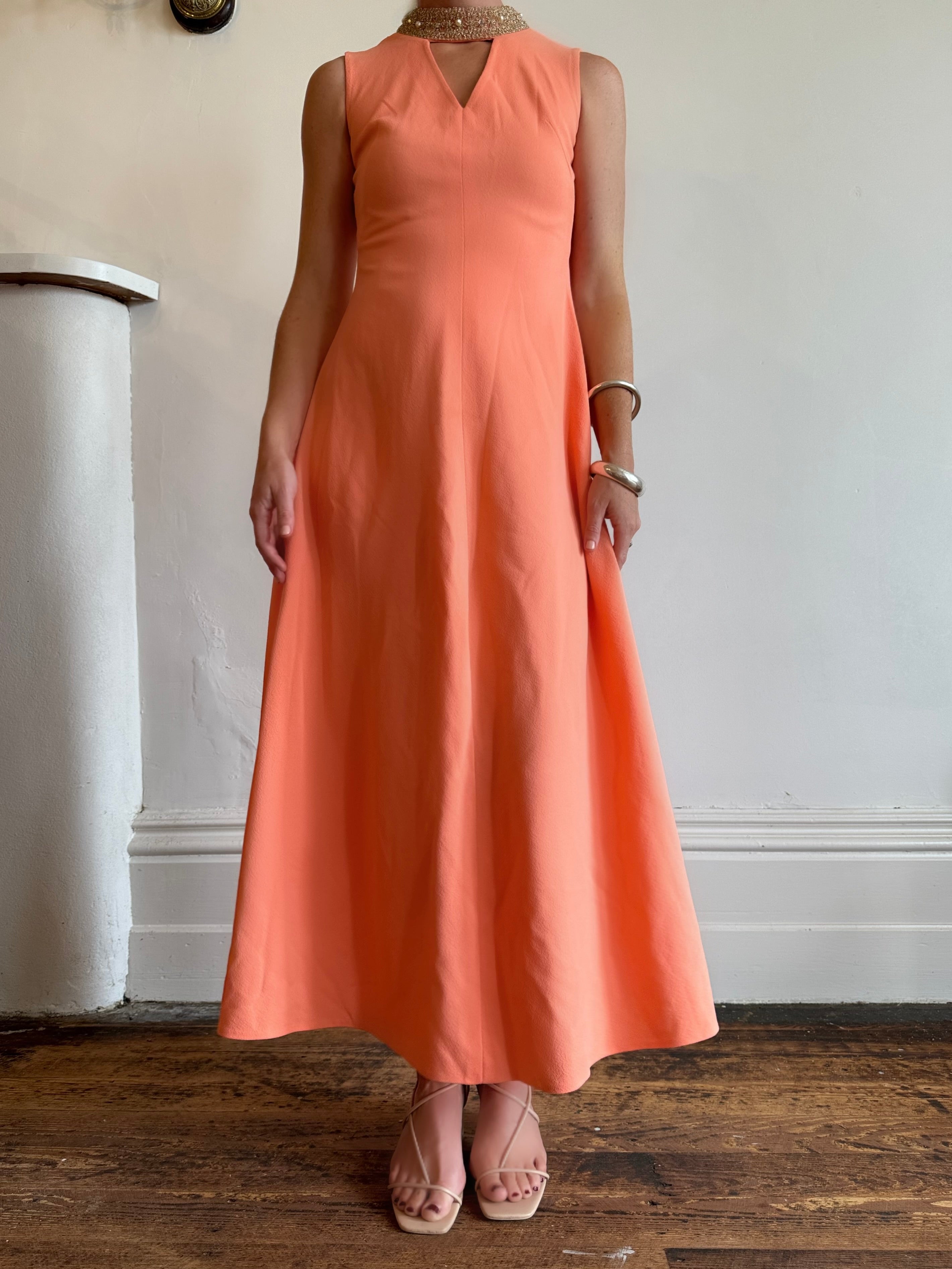 Vintage Peach Collared Evening Dress Call Me The Breeze