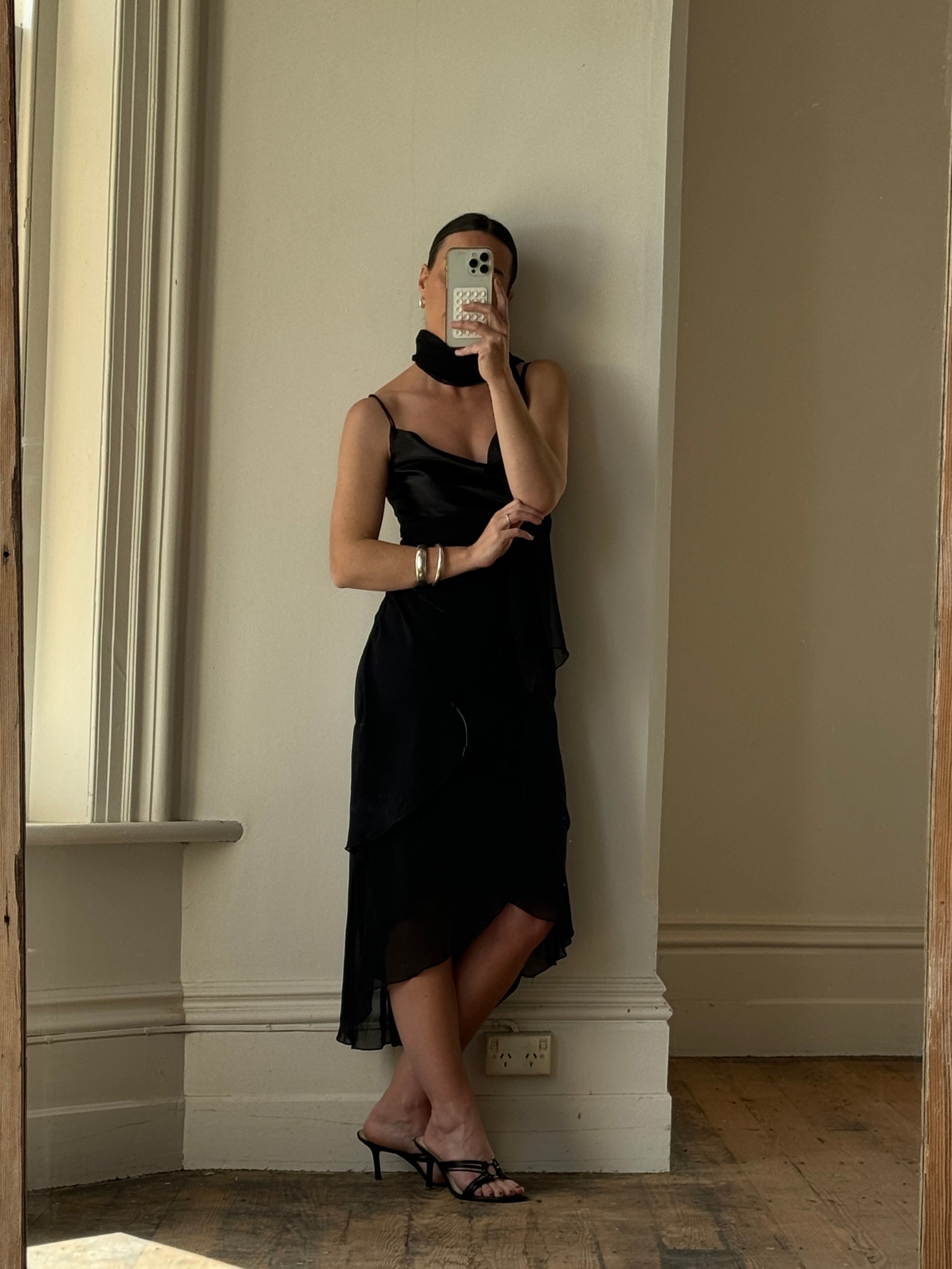 Black chiffon cocktail dress online