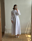 Vintage 70s Panelled Bridal Midi Dress Snow