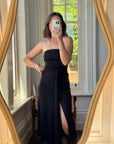 Vintage 90s Black Jersey Strapless Dress