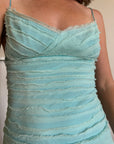 Vintage 90s Pure Silk Fairy Dress Aqua