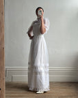 Vintage 70s Prairie Flutter Wedding Dress