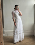 Vintage 70s Prairie Flutter Wedding Dress