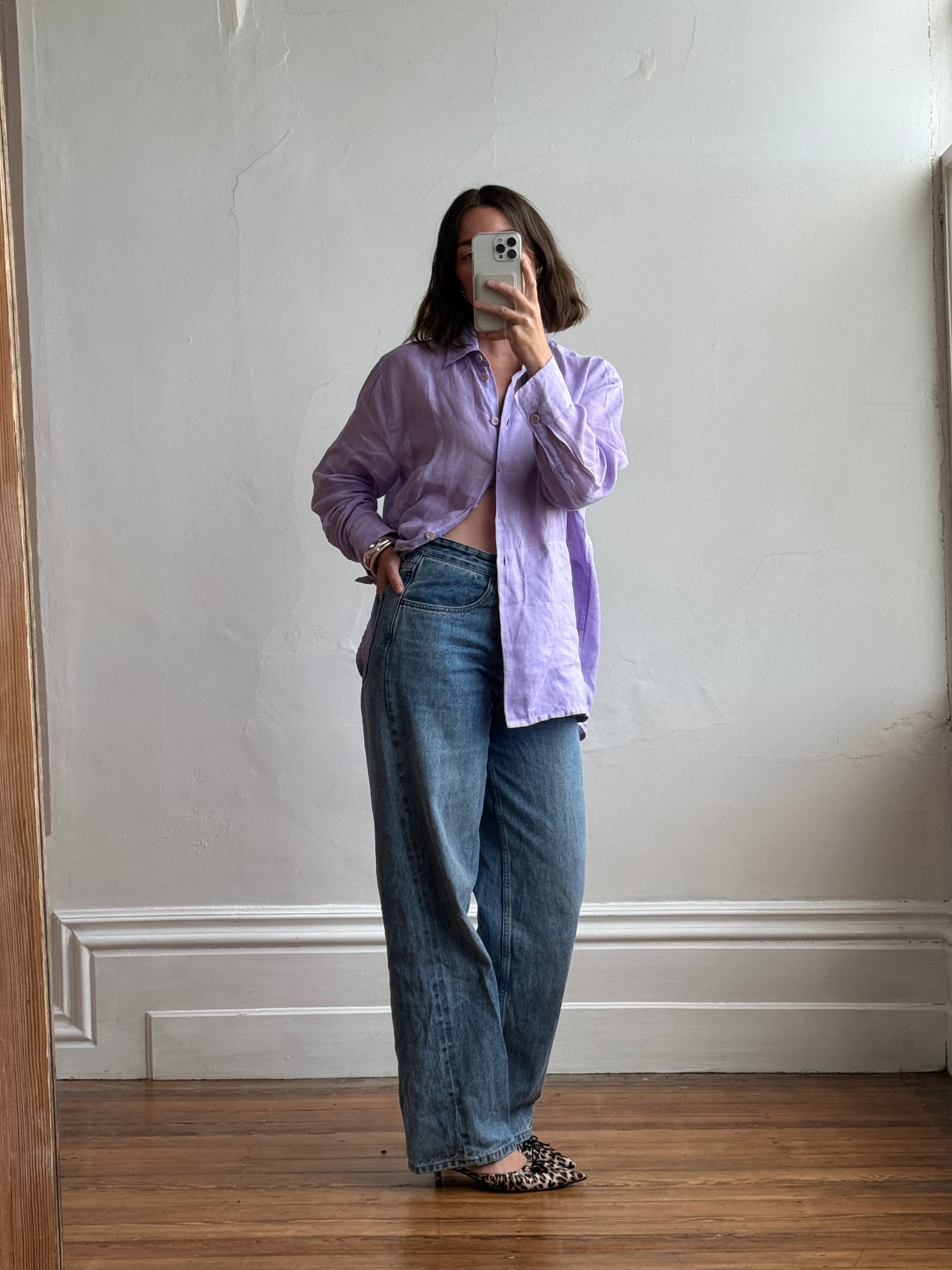 Vintage 90s Escada Pure Linen Shirt Lavender