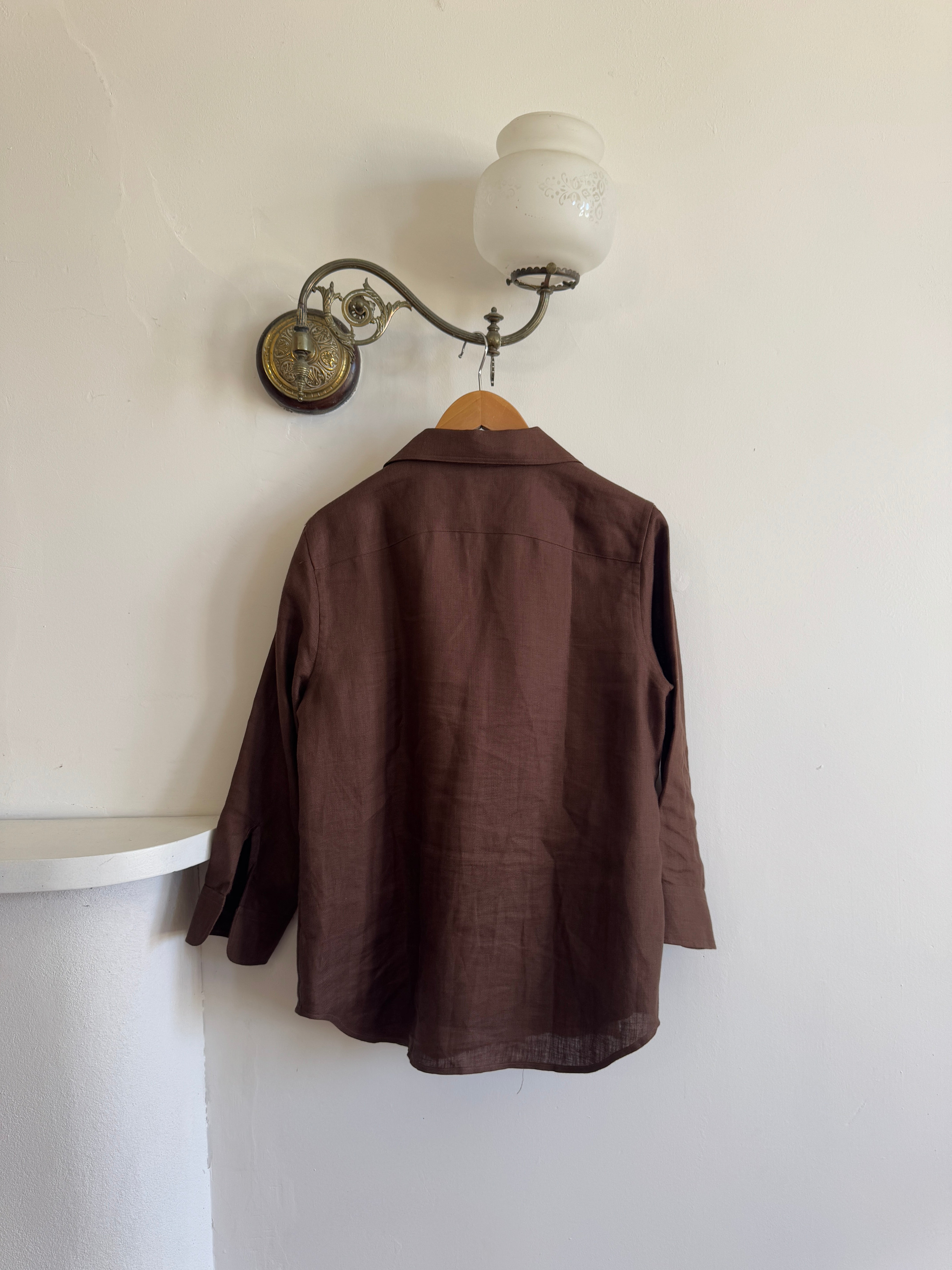 Vintage 90s Lauren by Ralph Lauren Pure Linen Shirt Chocolate