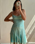 Vintage 90s Pure Silk Fairy Dress Aqua