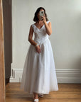 Vintage 80s Basque Waist Princess Wedding Dress