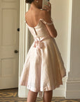 Vintage Y2K Pure Silk Mini Dress With Tie Baby Pink