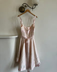 Vintage Y2K Pure Silk Mini Dress With Tie Baby Pink