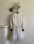 Vintage 70s Pleated Souffle Mini Dress White