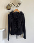 Vintage 90s Ostrich Feather Cardi Noir