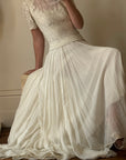 Vintage 30s Ethereal Vine Pleated Wedding Dress