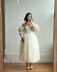 Vintage 80s Pure Silk and Tulle Off Shoulder Wedding Dress