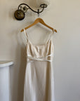 Vintage 90s Ivory Gathered Strappy Gown With Ribbon