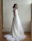 Vintage 70s Embroidered Lace Wedding Gown With Train