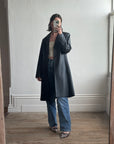 Vintage 90s Leather A Line Trench