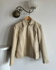 Vintage Leather Panelled Zip Front Jacket Biscuit