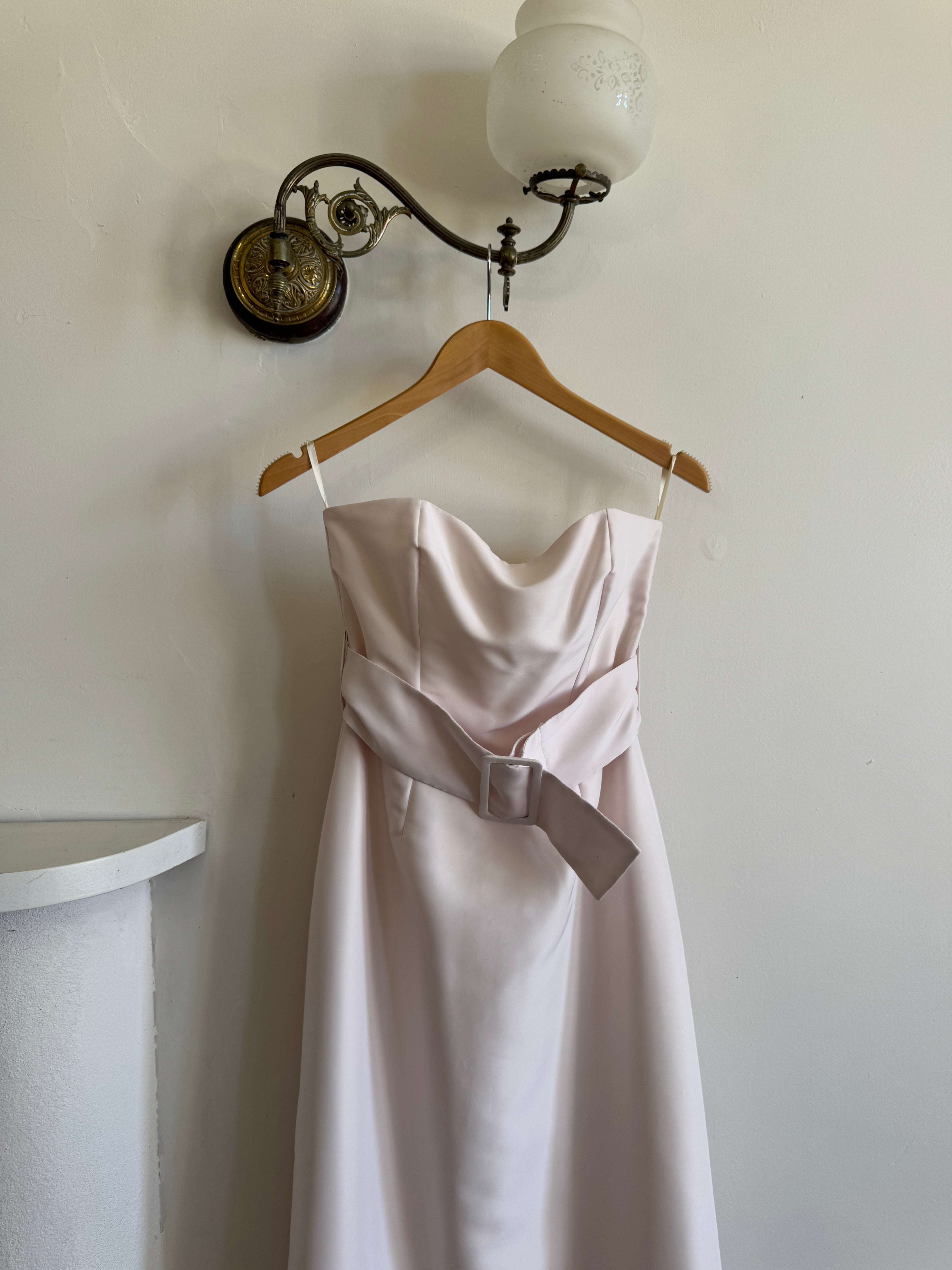 Vintage 90s Belted Pencil Dress Light Pink