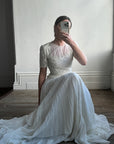 Vintage 30s Ethereal Vine Pleated Wedding Dress