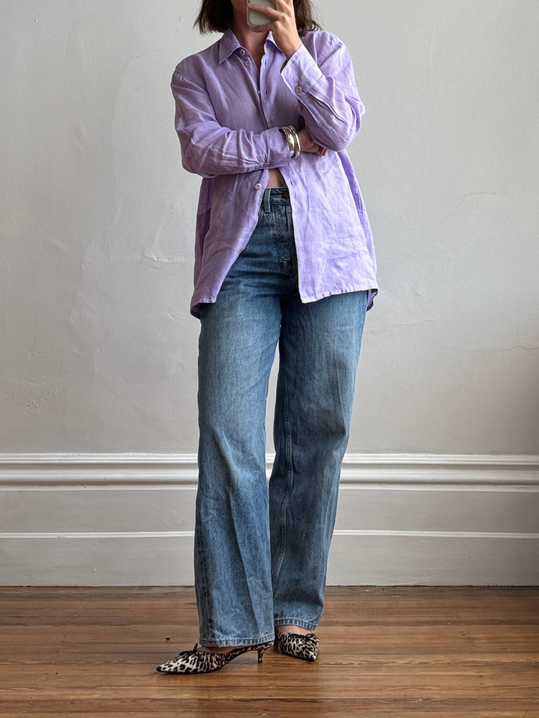 Vintage 90s Escada Pure Linen Shirt Lavender