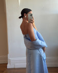 Vintage 90s Periwinkle Blue Satin Prom Set