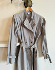 Vintage Classic Pleated Trench Coat Slate Grey