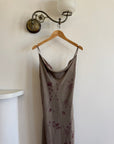 Vintage 90s Slate Floral Bias Cut Slip Dress