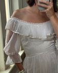 Vintage 70s Polka Dot Ruffle Australian Made Wedding Dress