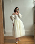 Vintage 80s Pure Silk and Tulle Off Shoulder Wedding Dress