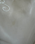 Vintage 90s Pure Silk One Shoulder Bias Cut Beaded Gown Ivory