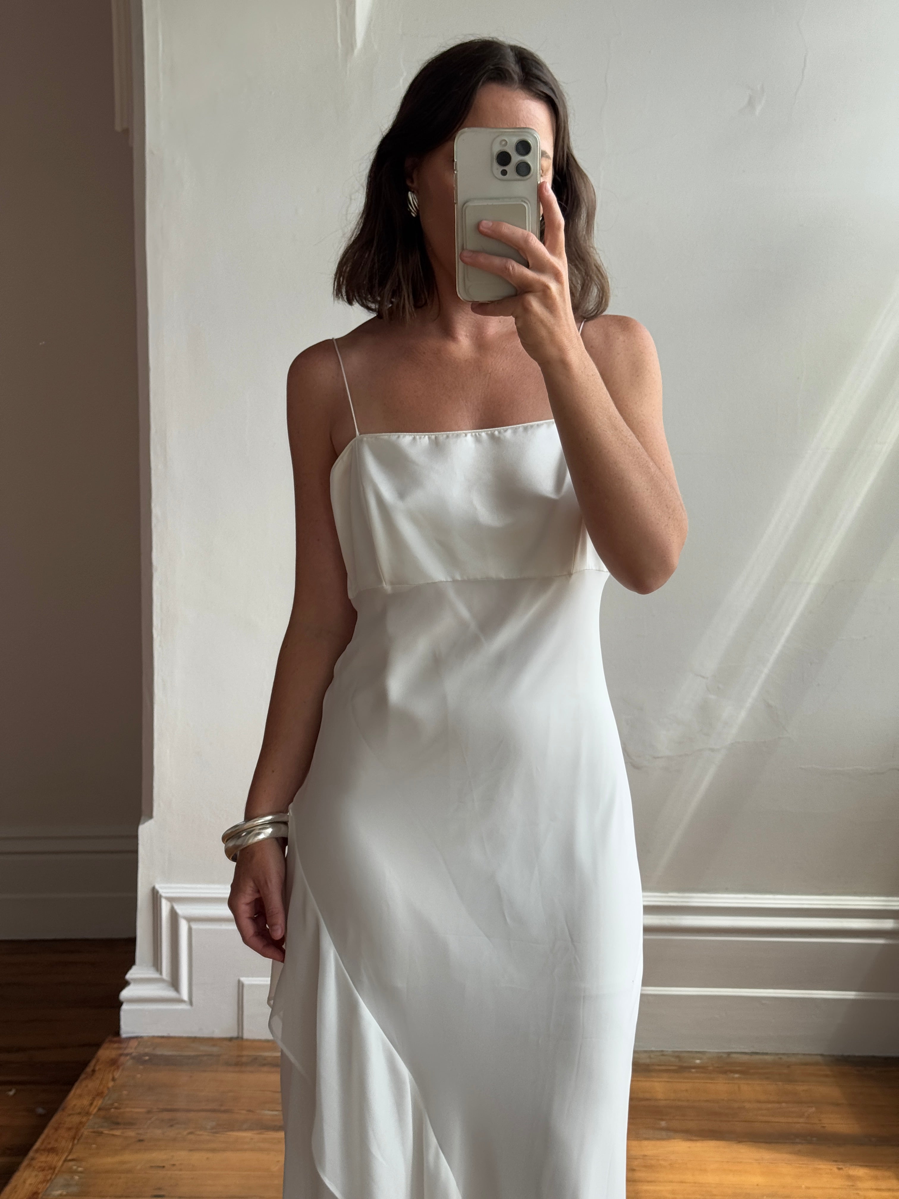 Vintage 90s Satin Slip Dress Ivory