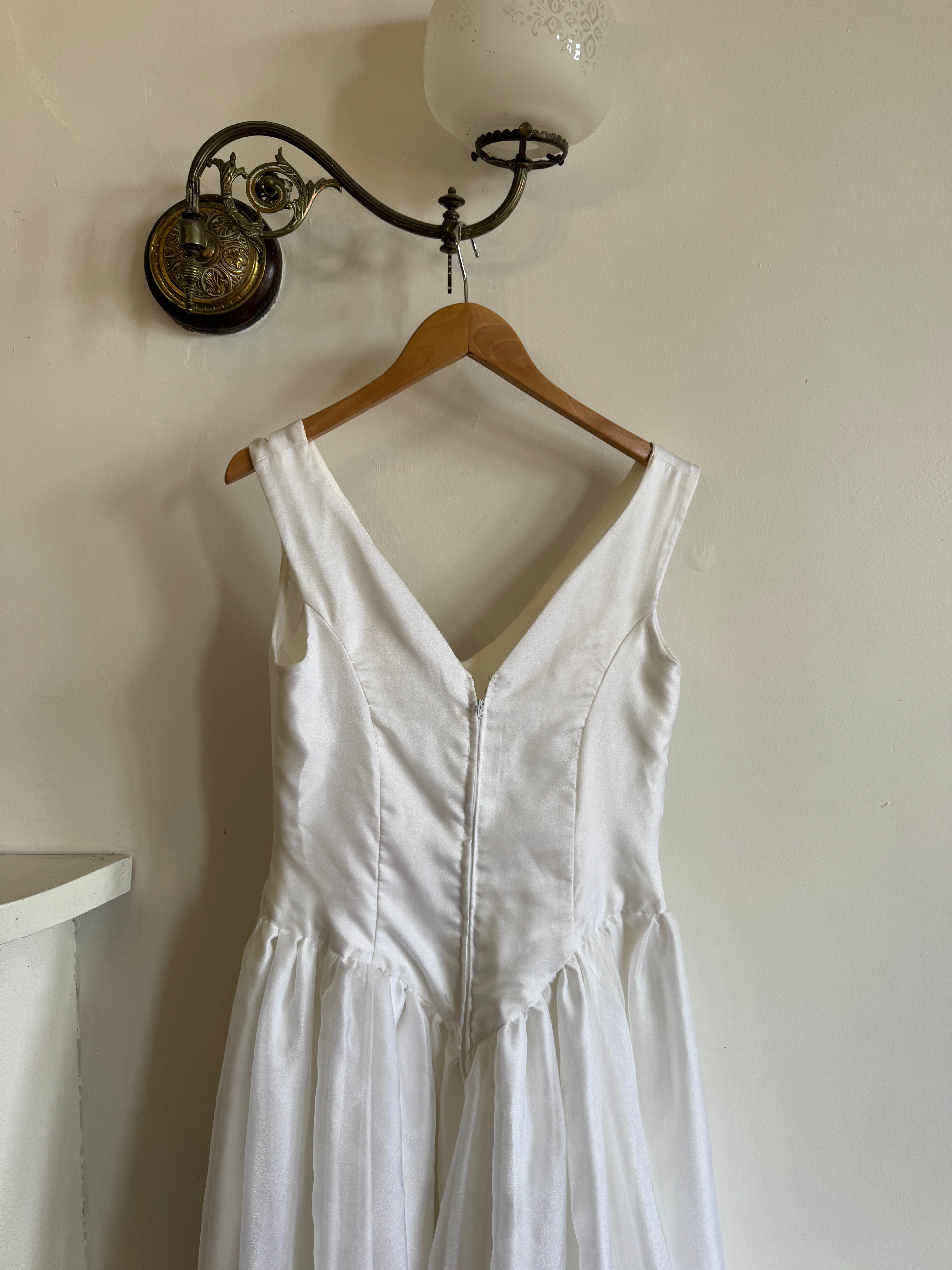 Vintage 80s Basque Waist Princess Wedding Dress