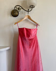 Vintage 90s Watermelon Shimmer Organza Strapless Gown