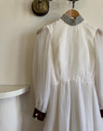 Vintage 70s Pleated Souffle Mini Dress White