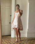 Vintage Y2K Pure Silk Mini Dress With Tie Baby Pink