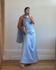 Vintage 90s Periwinkle Blue Satin Prom Set