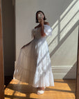 Vintage 70s Ruffled Tie Waist Wedding Dress