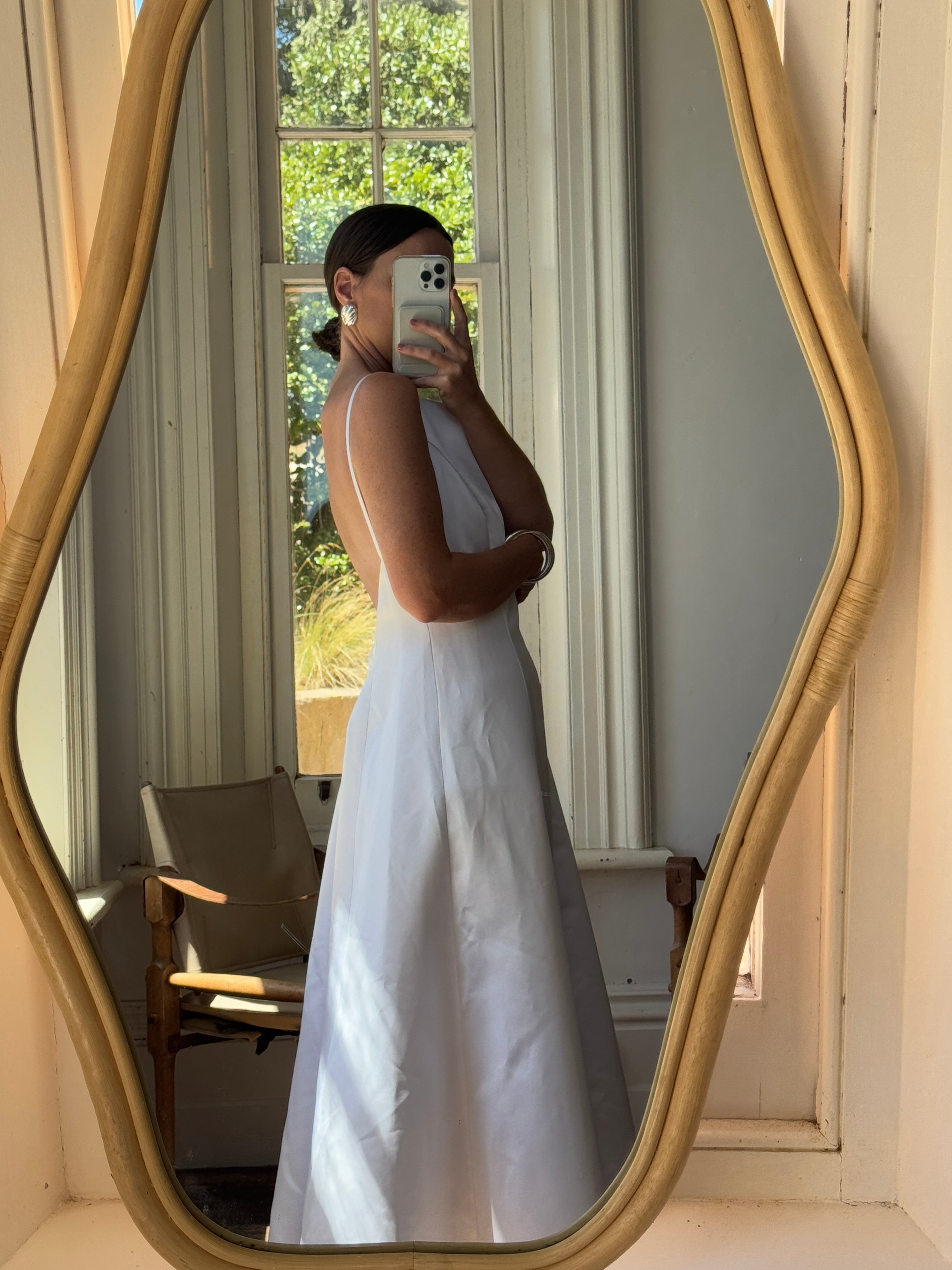 Vintage 90s Low Back Satin Wedding Dress