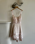 Vintage Y2K Pure Silk Mini Dress With Tie Baby Pink