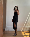 Vintage 90s Black Jersey Strapless Dress