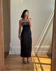 Vintage 90s Black and White Crepe Slip Dress Australian Made