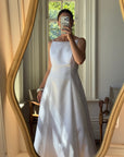 Vintage 90s Low Back Satin Wedding Dress