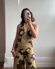 Vintage 70s Floral Backless Palazzo Jumpsuit