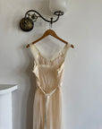 Vintage 50s Sheer Peach Lace Pleated Negligee Slip