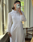 Vintage 70s Panelled Bridal Midi Dress Snow