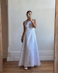 Vintage 90s Low Back Satin Wedding Dress