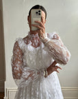 Vintage 70s Lace Prairie Wedding Gown White