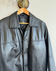 Vintage 90s Leather Short Trench Black
