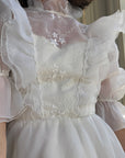 Vintage 80s Ruffled Sheer Organza Wedding Dress